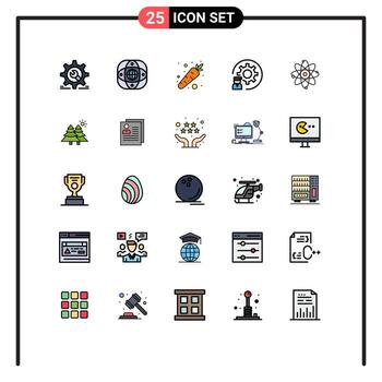 conjunto de 25 colores planos de línea rellenos de vectores en la cuadrícula para el desarrollo del programador elementos de diseño de vectores editables vegetales de desarrollo global