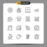 Stock Vector Icon Pack of 16 Line Signs and Symbols for increase flowchart buildings chart home door Editable Vector Design Elements