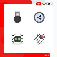 4 Universal Flat Icons Set for Web and Mobile Applications fitness spider weight halloween chart Editable Vector Design Elements