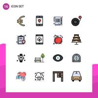 conjunto de 16 iconos modernos de la interfaz de usuario signos de símbolos para la presión de la rueda del contrato del reloj de eficiencia elementos de diseño de vectores creativos editables