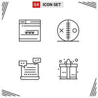 4 Icons Line Style Grid Based Creative Outline Symbols for Website Design Simple Line Icon Signs Isolated on White Background 4 Icon Set vector