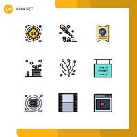 9 iconos creativos signos y símbolos modernos de anemone game pass bolsa de golf elementos de diseño vectorial editables vector