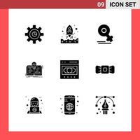 Modern Set of 9 Solid Glyphs and symbols such as ecommerce story female novel book Editable Vector Design Elements