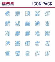 COVID19 corona virus contamination prevention Blue icon 25 pack such as beat touch tubes spread safety viral coronavirus 2019nov disease Vector Design Elements