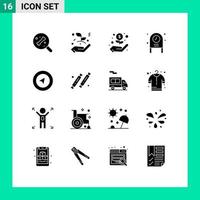 Modern Set of 16 Solid Glyphs Pictograph of candy navigation dollar map disco Editable Vector Design Elements