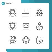 Vector Pack of 9 Outline Symbols Line Style Icon Set on White Background for Web and Mobile