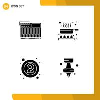 Solid Glyph Pack of 4 Universal Symbols of synth anonymity synthesiser food unknown Editable Vector Design Elements