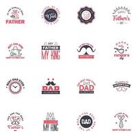 Happy fathers day set 16 Black and Pink Vector typography Vintage lettering for fathers day greeting cards banners tshirt design You are the best dad Editable Vector Design Elements