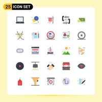 Pack of 25 Modern Flat Colors Signs and Symbols for Web Print Media such as phone contact romance communication transfusion Editable Vector Design Elements