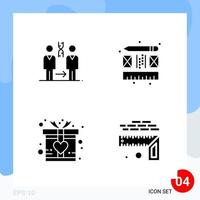 Modern Pack of 4 Icons Solid Glyph Symbols isolated on White Backgound for Website designing vector