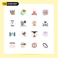 Pack of 16 Modern Flat Colors Signs and Symbols for Web Print Media such as pollution co data high five Editable Pack of Creative Vector Design Elements