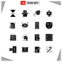 16 Icons Solid Style Grid Based Creative Glyph Symbols for Website Design Simple Solid Icon Signs Isolated on White Background 16 Icon Set vector