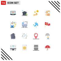 16 iconos creativos signos y símbolos modernos de producto de inversión paquete de mano dinero paquete editable de elementos creativos de diseño de vectores