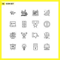 16 User Interface Outline Pack of modern Signs and Symbols of audio editing lemon banking summer finances Editable Vector Design Elements