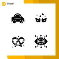 4 Icon Set Solid Style Icon Pack Glyph Symbols isolated on White Backgound for Responsive Website Designing vector