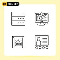 4 Creative Icons for Modern website design and responsive mobile apps 4 Outline Symbols Signs on White Background 4 Icon Pack vector