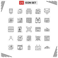 25 Icons Line Style Grid Based Creative Outline Symbols for Website Design Simple Line Icon Signs Isolated on White Background 25 Icon Set vector