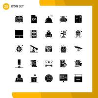 paquete de 25 signos y símbolos de glifos sólidos modernos para medios de impresión web, como elementos de diseño de vectores editables de medios de teléfonos inteligentes Android