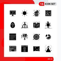 Creative Set of 16 Universal Glyph Icons isolated on White Background vector