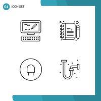 Stock Vector Icon Pack of 4 Line Signs and Symbols for computer construction comment charge industrial Editable Vector Design Elements