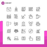 Outline Icon set Pack of 25 Line Icons isolated on White Background for responsive Website Design Print and Mobile Applications vector