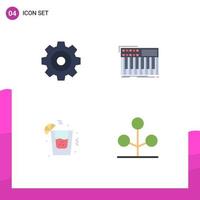 Pack of 4 creative Flat Icons of create night synth synthesiser forest Editable Vector Design Elements