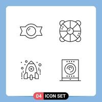 conjunto de 4 iconos de ui modernos símbolos signos para bonbon aprender playa mar escuela elementos de diseño vectorial editables vector