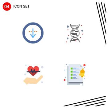 Mobile Interface Flat Icon Set of 4 Pictograms of direction hold import dna heart Editable Vector Design Elements