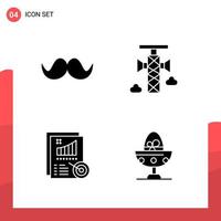 Pack of 4 Universal Glyph Icons for Print Media on White Background vector