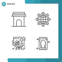 Vector Pack of 4 Outline Symbols Line Style Icon Set on White Background for Web and Mobile