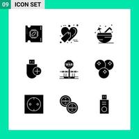 Stock Vector Icon Pack of 9 Line Signs and Symbols for combat hardware beach devices add Editable Vector Design Elements