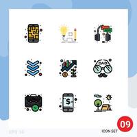 Universal Icon Symbols Group of 9 Modern Filledline Flat Colors of chart down lightbulb arrow service Editable Vector Design Elements