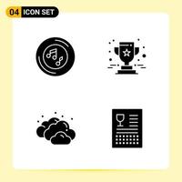 4 Creative Icons for Modern website design and responsive mobile apps 4 Glyph Symbols Signs on White Background 4 Icon Pack vector