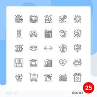 Stock Vector Icon Pack of 25 Line Signs and Symbols for sun heat label settings development Editable Vector Design Elements