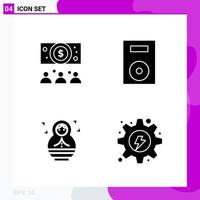 Solid Icon set Pack of 4 Glyph Icons isolated on White Background for Web Print and Mobile vector