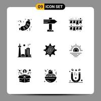 Pack of 9 creative Solid Glyphs of investment toronto celebration famous city canada Editable Vector Design Elements