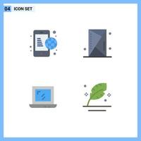 4 Thematic Vector Flat Icons and Editable Symbols of business web internet games laptop Editable Vector Design Elements