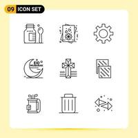 User Interface Pack of 9 Basic Outlines of cloth cross setting american cresent Editable Vector Design Elements