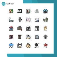 Universal Icon Symbols Group of 25 Modern Filled line Flat Colors of serves pool laptop swimming security Editable Vector Design Elements