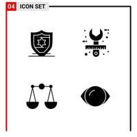 4 General Icons for website design print and mobile apps 4 Glyph Symbols Signs Isolated on White Background 4 Icon Pack vector