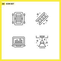 Set of 4 Modern UI Icons Symbols Signs for activities stair game fireman graph Editable Vector Design Elements