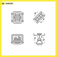 conjunto de 4 iconos de interfaz de usuario modernos símbolos signos para actividades juego de escaleras gráfico de bombero elementos de diseño vectorial editables vector