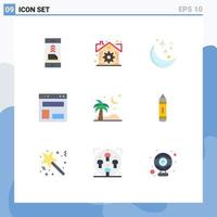 Set of 9 Commercial Flat Colors pack for website layout web layout moon layout space Editable Vector Design Elements