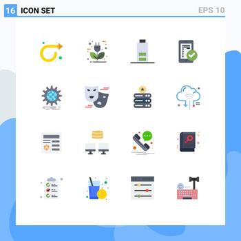 16 User Interface Flat Color Pack of modern Signs and Symbols of international security energy secure gdpr Editable Pack of Creative Vector Design Elements