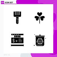 Solid Icon set Pack of 4 Glyph Icons isolated on White Background for Web Print and Mobile vector