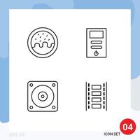 Set of 4 Modern UI Icons Symbols Signs for dessert mechanic computer stabilizer film Editable Vector Design Elements