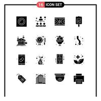 Set of 16 Modern UI Icons Symbols Signs for bank sugar test court test olympic Editable Vector Design Elements