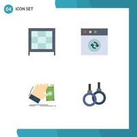 Pictogram Set of 4 Simple Flat Icons of bookcase earn app business athletic Editable Vector Design Elements