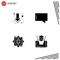 4 Thematic Vector Solid Glyphs and Editable Symbols of arrow mobile bubble core technology Editable Vector Design Elements