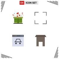Set of 4 Modern UI Icons Symbols Signs for gift security full hacker building Editable Vector Design Elements
